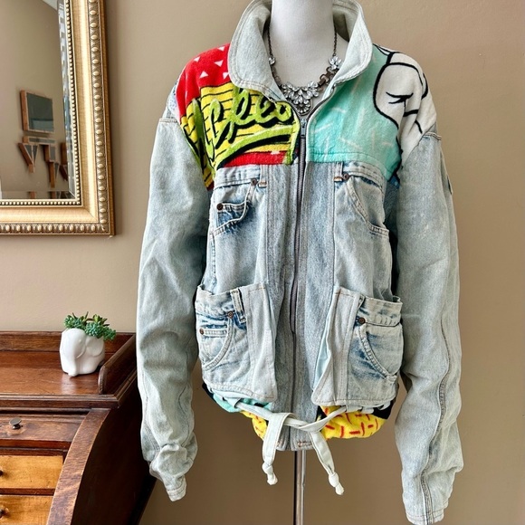 90's Vintage Guetta Brothers Too Cute Disney Mickey Mouse Denim Jean Jacket - Picture 4 of 14